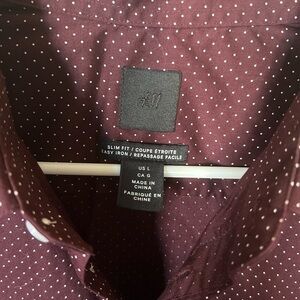 H&M Casual Red and White Button Down Shirt